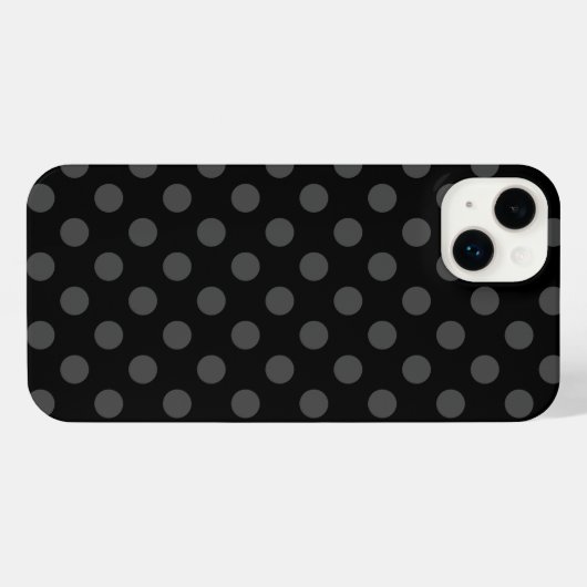 Graue Polka-Punkte auf schwarz iPhone Hülle (Rückseite (Horizontal))