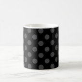 Graue Polka-Punkte auf schwarz Kaffeetasse (Mittel)