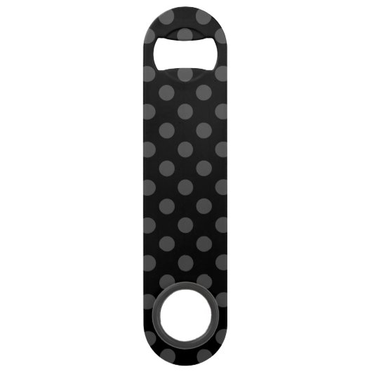 Graue Polka-Punkte auf schwarz Speed Flaschenöffner (Vorderseite)
