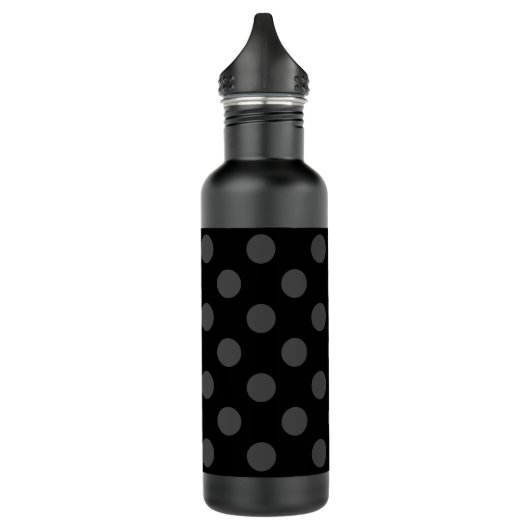 Graue Polka-Punkte auf schwarz Trinkflasche (Links)