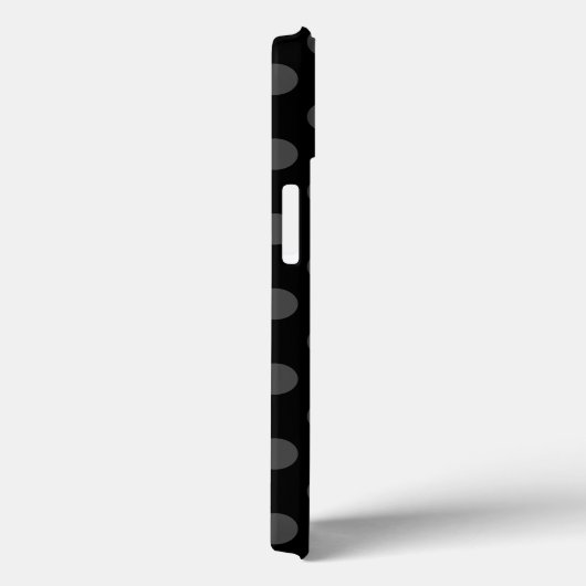 Graue Polka-Punkte auf schwarzen Case-Mate-iPhone- Case-Mate iPhone Hülle (Rückseite / Rechts)