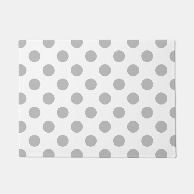 Graue Polka-Punkte auf weiß Fußmatte (Vorderseite)