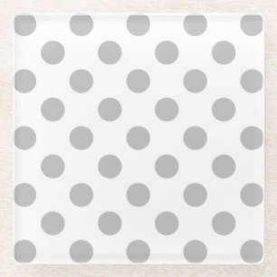 Graue Polka-Punkte auf weiß Glasuntersetzer