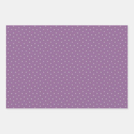 Graue Polka-Punkte im Lila Hintergrund Geschenkpapier Set