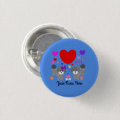 Graue Poodle Valentine #3 Button (Vorne & Hinten)