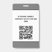 Graue Pressefoto- und Logopresse-ID-QR-Code Ausweis (Rückseite)