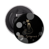 Graue Punkte auf schwarzem Hintergrund, Katze, Hal Flaschenöffner (Vorderseite)