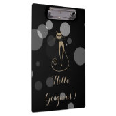 Graue Punkte auf schwarzem Hintergrund, Katze, Hal Klemmbrett (Rechts)