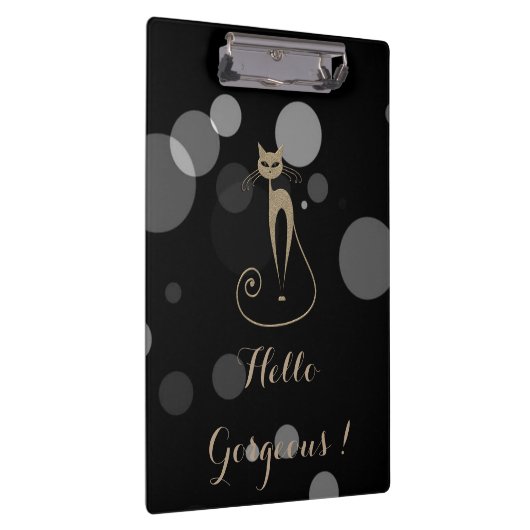 Graue Punkte auf schwarzem Hintergrund, Katze, Hal Klemmbrett (Rechts)