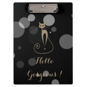 Graue Punkte auf schwarzem Hintergrund, Katze, Hal Klemmbrett (Vorderseite)