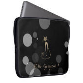 Graue Punkte auf schwarzem Hintergrund, Katze, Hal Laptopschutzhülle (Vorne Rechts)