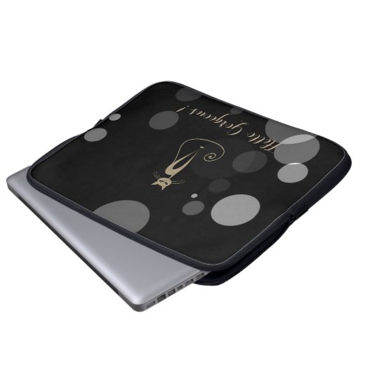 Graue Punkte auf schwarzem Hintergrund, Katze, Hal Laptopschutzhülle (Vorne Knopf)