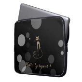 Graue Punkte auf schwarzem Hintergrund, Katze, Hal Laptopschutzhülle (Vorderseite Links)