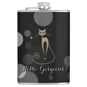 Graue Punkte auf schwarzem Hintergrund,Katze,Hallo Flachmann