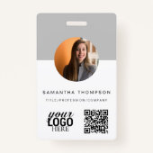 Graue QR-Code Business-Logo-ID-Karte Ausweis (Vorderseite)