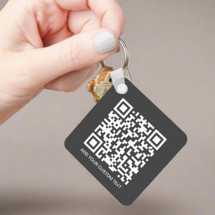 Graue QR Code Firmenlogo Corporate Werbeaktion Schlüsselanhänger