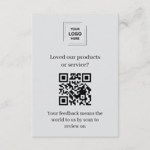 Graue QR-Kundenbewertungs-Feedback-Einlegekarte Begleitkarte