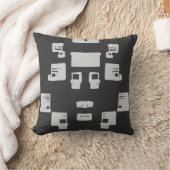 Graue Quadrate auf schwarz Kissen (Decke)