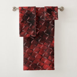 Graue Quadrate im 3D-Stil mit Kohleflecken Badhandtuch Set