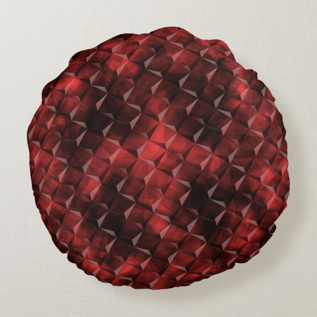 Graue Quadrate im 3D-Stil mit Kohleflecken Rundes Kissen (Rückseite)