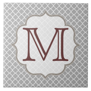 Graue Quarterfoil Latti Monogramm-Anzeigen-Fliese Fliese