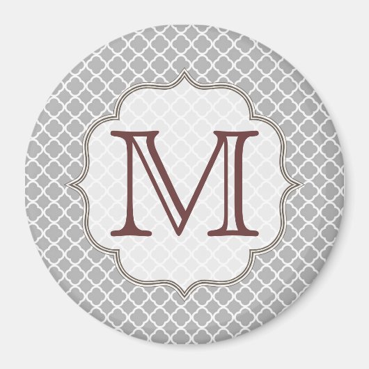 Graue Quarterfolie Latti Monogram Initial Magnet (Vorne)