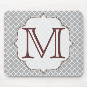 Graue Quarterfolie Latti Monogram Initial Mouse Pa Mousepad
