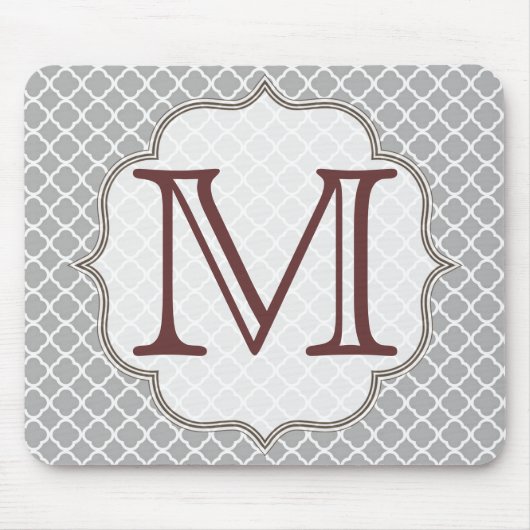 Graue Quarterfolie Latti Monogram Initial Mouse Pa Mousepad (Vorne)