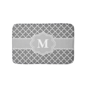 Graue Quatrefoil Zickzack Monogramm-Badematte Badematte