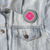 Graue Quatrefolie mit rosa Monogramm Button (Beispiel)
