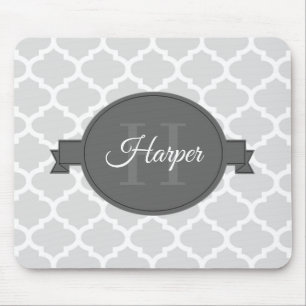 Graue Quatrefolie Personalisierte Maus Pad Mousepad