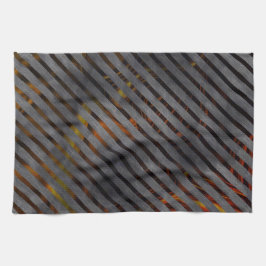 Graue Querstreifen, Karbon-Bänder, goldrot Geschirrtuch