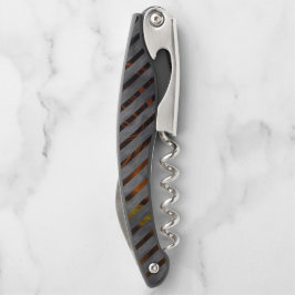 Graue Querstreifen, Karbon-Bänder, goldrot Kellnermesser