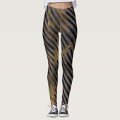 Graue Querstreifen, Karbon-Bänder, goldrot Leggings (Vorderseite)