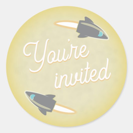 Graue Raketen und Umschlag Aufkleber (Vorderseite)