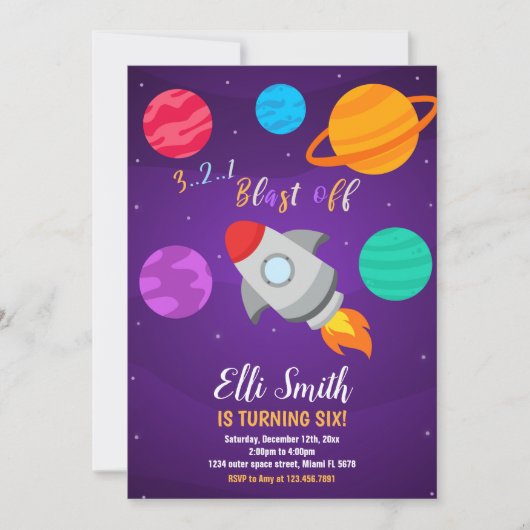 Graue Raketenexplosion vom Geburtstag Einladung (Vorderseite)