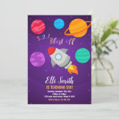 Graue Raketenexplosion vom Geburtstag Einladung (Stehend Vorderseite)