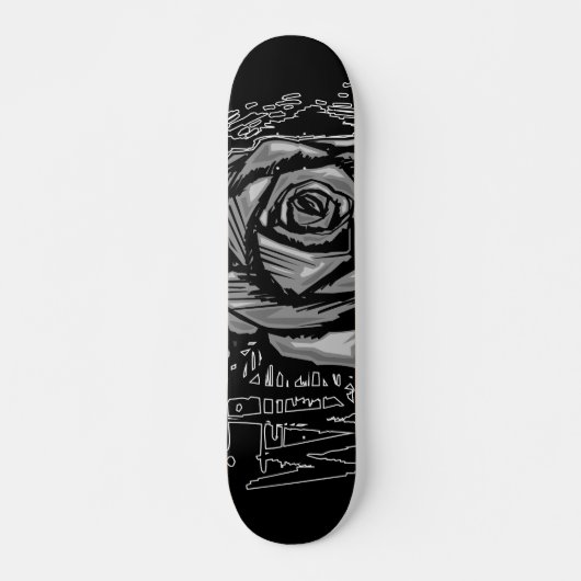Graue raue Rose Graffiti-Kunst • Urbane Straßenmod Skateboard (Vorne)
