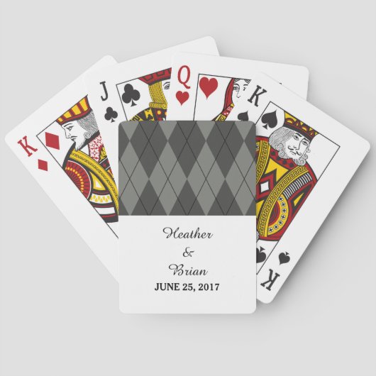 Graue Raute Hochzeitskarten Spielkarten (Rückseite)