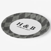 Graue Raute Hochzeitspapier-Teller Pappteller (Schrägansicht)