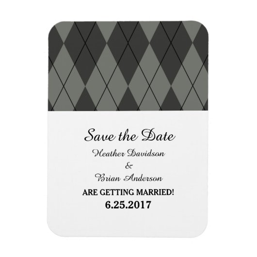 Graue Raute Save the Date Flexi Magnet (Vertikal)