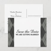 Graue Raute Save the Date Postkarte (Vorne/Hinten)