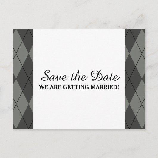 Graue Raute Save the Date Postkarte (Vorderseite)