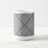 Graue RAUTE STRICK Große weiße Tasse + Text (Mittel)