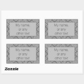 Graue RAUTE STRICK Rechteck Aufkleber + Text (Blatt)