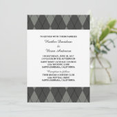 Graue Raute Wedding Invite Einladung (Stehend Vorderseite)