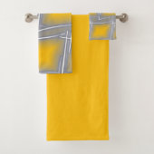 Graue rechteckige Abstrakte Kunst Badhandtuch Set (Insitu)