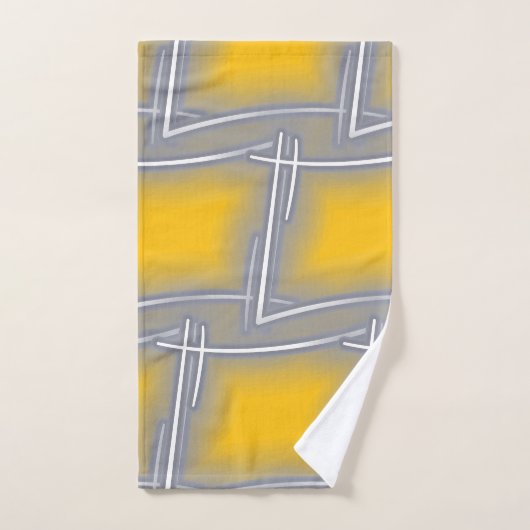 Graue rechteckige Abstrakte Kunst Badhandtuch Set (Handtuch)