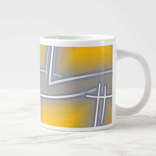 Graue rechteckige Abstrakte Kunst Jumbo-Tasse (Rechts)