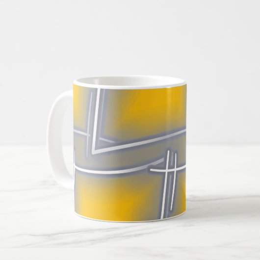 Graue rechteckige Abstrakte Kunst Kaffeetasse (Vorderseite Links)